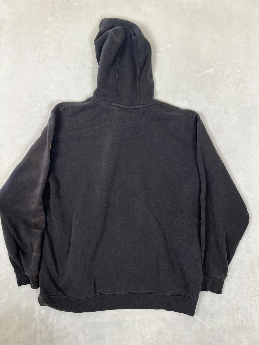 Carhartt Hoodie Sweatshirt Mens XL Black Spell Out Arm Sun Faded Thrashed